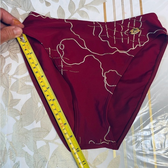 Swimsuit Set/lot Top/ Bottom Swimwear Bikini burgundy/ Gilded Sz Cup C Bottom M - Picture 7 of 9